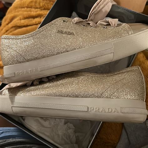 prada gold glitter sneakers|Prada Glitter Accents Sneakers .